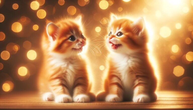 並んで座る2匹の子猫が楽しそうに交流する様子（同居猫の幸せな共生を表すイメージ）
