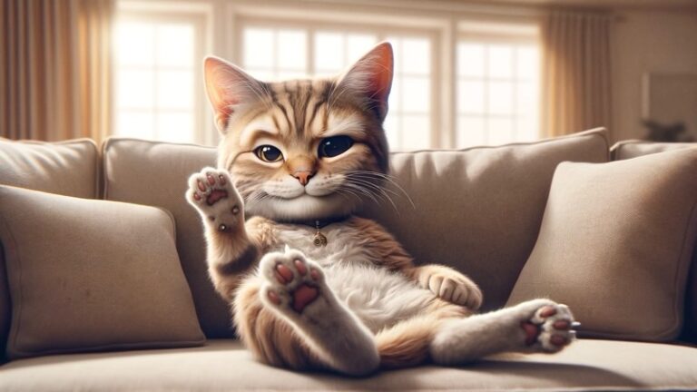ソファでくつろぐ猫のイメージ（猫のプライベートな時間）
