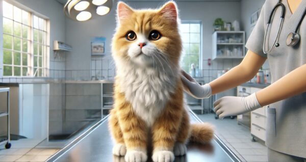 動物病院で診察を受ける猫 分離不安や体調不良の相談シーン