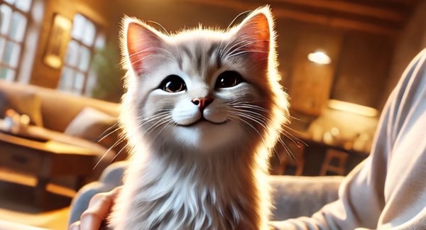 飼い主に撫でられて安心した表情を見せる猫の愛情サイン