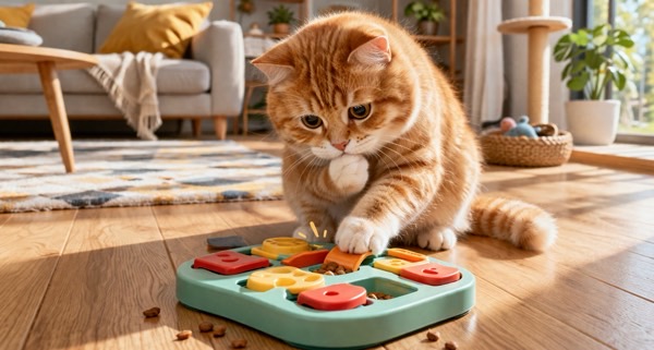 知育トイで遊ぶ猫 留守番中の退屈防止と分離不安対策